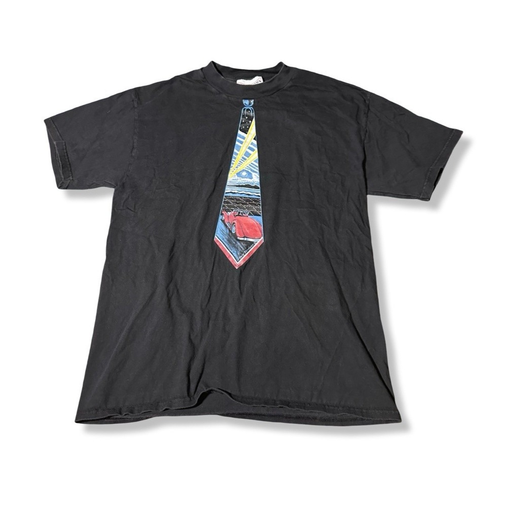Vintage 90s Deco By Dennison Black Tie Art T Shirt Size Large 90s